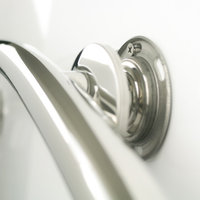 30" Crescent Curved Shower Grab Bar, Polished Stainless
