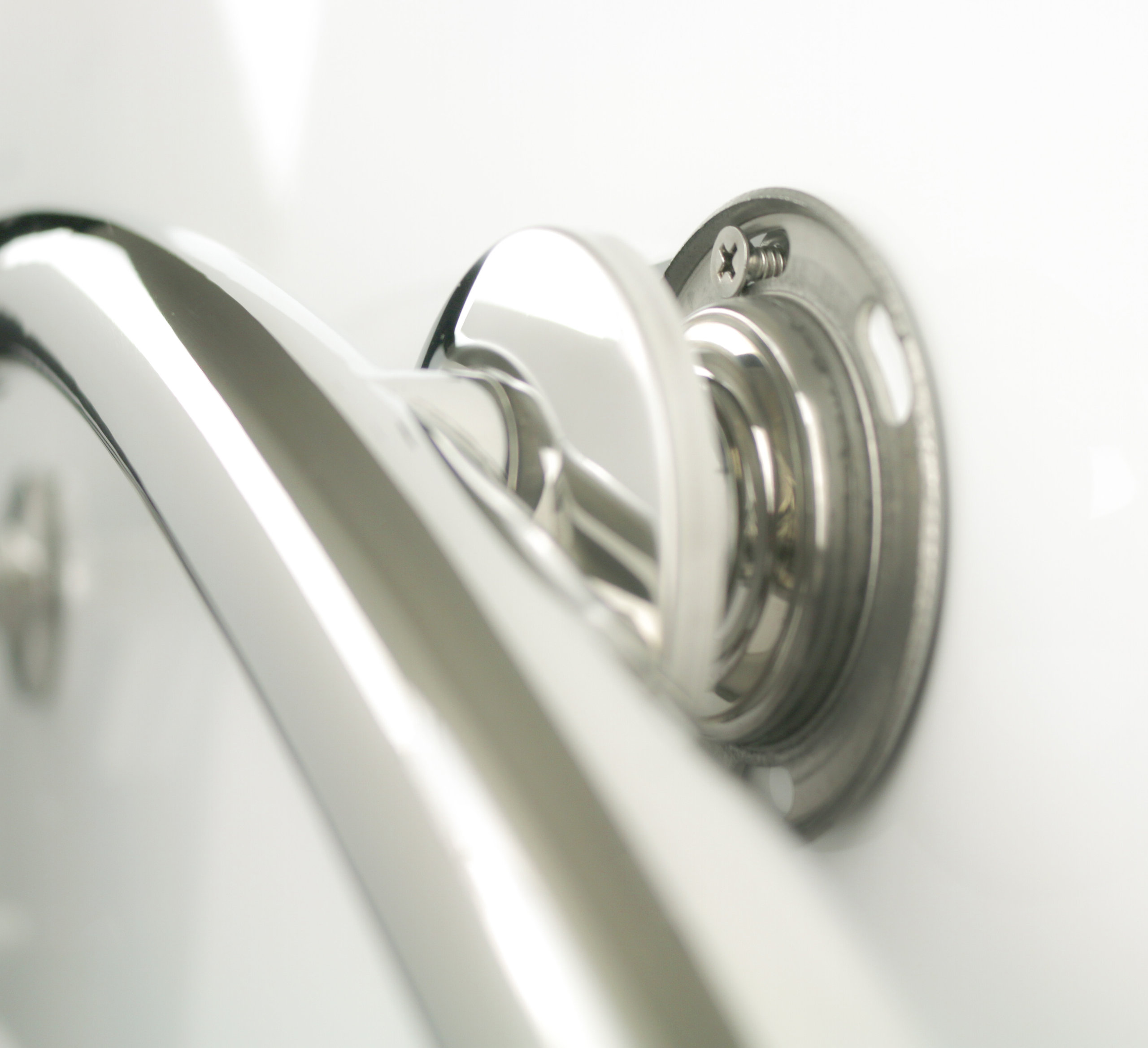 30" Crescent Curved Shower Grab Bar, Polished Stainless