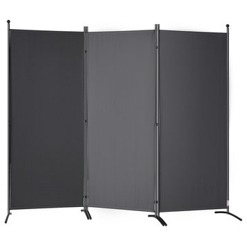 VEVOR Room Divider 3-Panel Folding Privacy Screen 89"x20.3"x72.8" Dark Gray