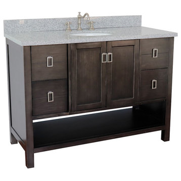 49" Single Vanity, Silvery Brown Finish With Gray Granite Top
