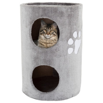 Cat Condo 2 Story Double Hole with Scratching Surface 14"x20.5" Gray By Petmaker