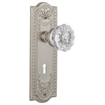 Nostalgic Warehouse - Double Dummy Set With Keyhole, Meadows Plate With Crystal Knob, Satin Nickel - Double Dummy Set with Keyhole, Meadows Plate with Crystal Knob, Satin Nickel