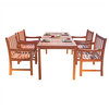 Quentin 5-piece Reddish Brown Wood Patio Dining Set