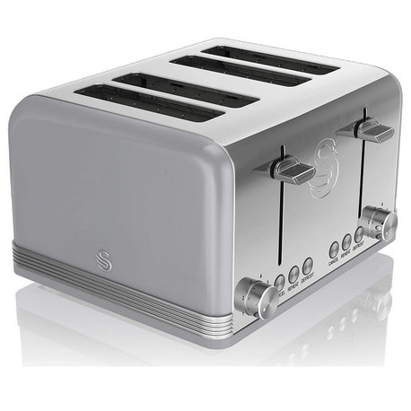Swan ST19020GRN Retro 4 Slice Toaster, Gray