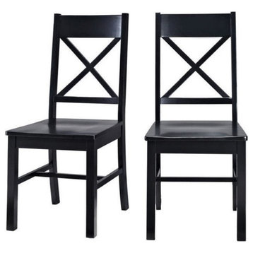 Catania Modern / Contemporary Wood Dining Chair in Black (Set of 2)