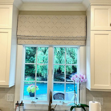 Flat Roman Shade Valance in Linen Geometric Fabric by Unique in Kitchen
