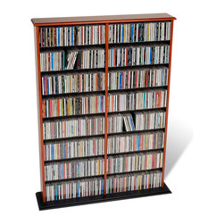 Prepac Double Width CD DVD Wall Storage in Cherry and Black - Media Racks And Towers
