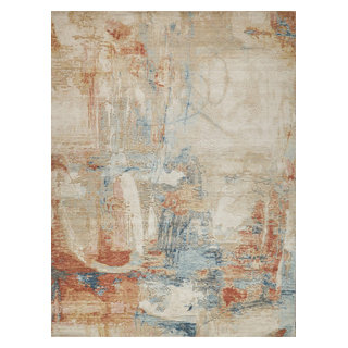Infinity Handmade Wool/Nylon Area Rug, Ivory/Blue/Terracotta, 6'x9 ...