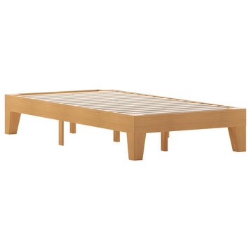 Evelyn Wood Platform Bed with Wooden Support Slats, No Box Spring Required, Natural, Twin