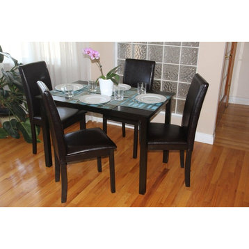 Fallabella 5-Piece Dining Set, Rectangular Table, Espresso