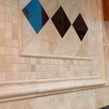 Kitchen remodeling in Leesburg, VA with wooden cabinets & marble countertop