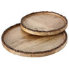 Artisinal 2 Piece Bark Rimmed Wood Plate Set
