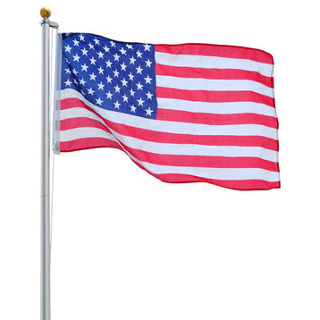 20' Aluminum Sectional Flagpole and Usa Flag