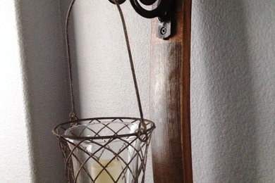 French oak wine stave candle sconces - full size stave