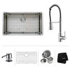 32" Undermount Stainless Steel Kitchen Sink, Pull-Down Faucet CH with Dispenser