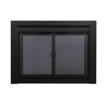 Pleasant Hearth Clairmont Collection Fireplace Glass Door, Black, Small