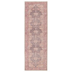 Jaipur Living - Machine Washable Jaipur Living Cosima Medallion Pink/Dark Purple Area Rug, 2'6"x - The Kindred collection melds the timelessness of vintage designs with modern, livable style. The Cosima area rug boasts a softly faded tribal medallion and floral accents in contemporary colors of deep purple, pink, and tan. This low-pile rug is made of soft polyester and features a one-of-a-kind antique rug digitally printed design.