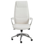 Euro Style - Crosby High Back Office Chair - Bringing a warm charisma to your corporate or home office, the Crosby High-Back desk chair features smooth Weimao leatherette constructed across a sturdy internal plywood frame. Reaching an impressive back-height up to 50", this office chair is gas-lift adjustable. The Crosby's finer details include a synchronized mechanism with four locking positions and plastic arm pads "floating" over stylish aluminum armrests. Independent casters roll smoothly under five conjoined legs; completing the commanding design. Leatherette color options include Gray, Taupe, and White.