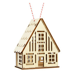 John Lewis Chamonix Lasercut Wooden House Tree Decoration - Christmas Ornaments