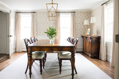 Example of a transitional dining room design in Boston