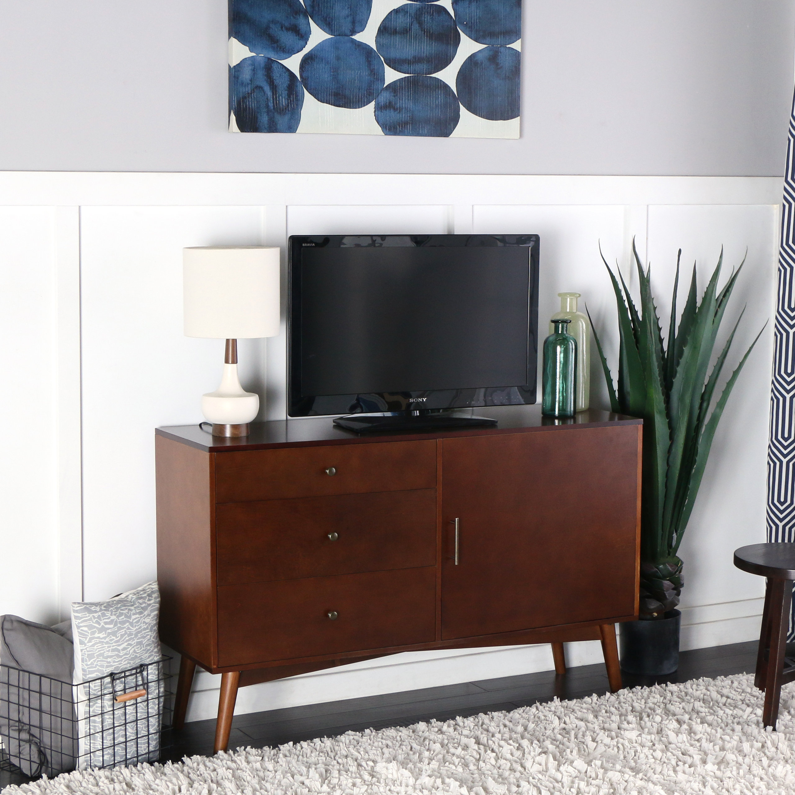 52" Mid, Century TV Console, Walnut