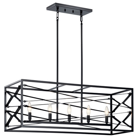 Kichler 52140 Sevan 5 Light 37"W Taper Candle Style Linear - Black