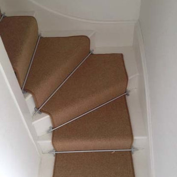 Installing Brown Carpet to Stairs as a Runner with Whipping
