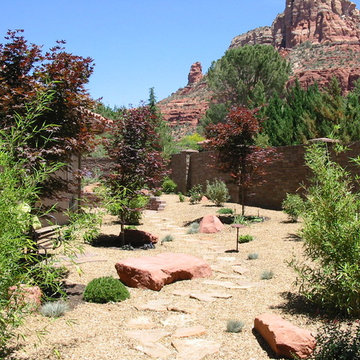Asian pathway through garden