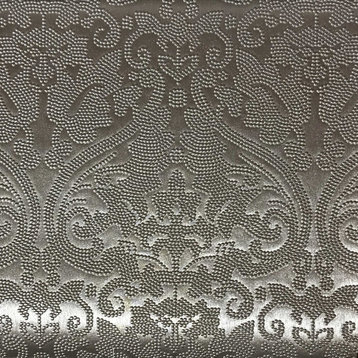 Lyon Damask Vinyl Upholstery Fabric, Silver