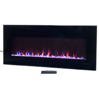Wall-Mounted Electric Fireplace With Remote, LED Fire and Ice Flame, 42"
