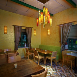 Exotic candles warm colored glass chandelier by Galilee lighting - Chandeliers