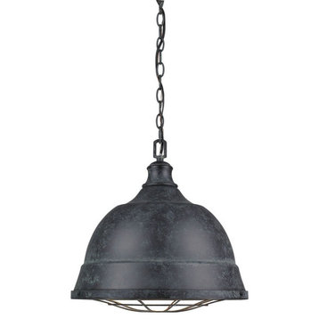 Industrial Vintage Inspired 2-Light Large Pendant in Black Patina Rustic