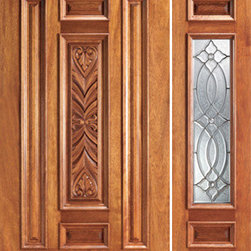 Prehung Mahogany 1 Lite House One Sidelite Door - Front Doors