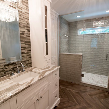 Modern Artisan Glass Bathroom Remodel w/ Cambria Oakmore Countertops
