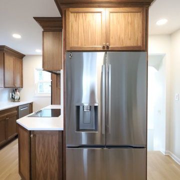 Rich & Refined: Custom Walnut Kitchen Remodel with White Quartz & Oak Flooring