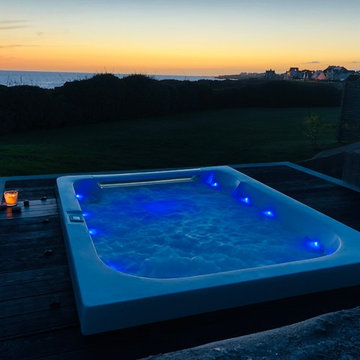 Terrasse bois et spa face mer