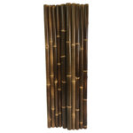 Master Garden Products - Extra Large Black Speckled Bamboo Pole Fence, 2'x6' - Extra large pole bamboo fences are black speckled and constructed with a minimum of 2.5-3.5"" in diameter. Each pole is individually thrilled and threaded with a heavy gauge wire. These unique black and brown colored bamboos are used in traditional Japanese garden fences. The color and pattern resembles the woodlands seen in these fences. Use these natural looking bamboo fences in the outdoors or indoors, as privacy fences or decorative purposes in commercial premises or residential homes. These bamboo fences come in rolled forms, so they're flexible and easy to set up in tight spaces. Dimensions: 2'L x 6'H
