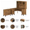 Somerset 60W L Desk with Hutch & File Cabinet in Fresh Walnut - Engineered Wood