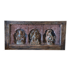 Consigned Antique Altar Artistic Rendering 3 Arch Altar with Ganesha ShivaVishnu