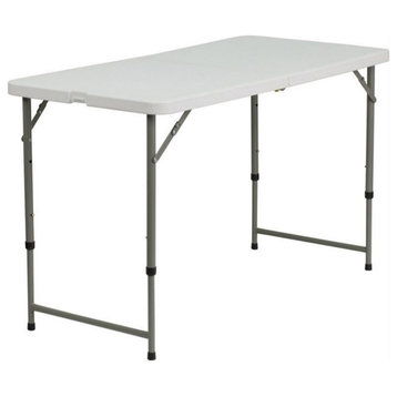 Flash Furniture 24" x 48" Plastic Bi-Fold Table in Granite White
