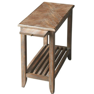 Chairside Table End Side Distressed Dusty Trail Gray Tan Birch