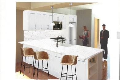 Example of a mid-sized cottage kitchen design in New York