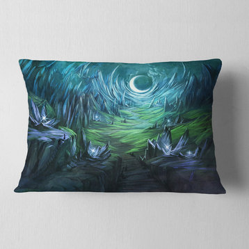Twilight Valley Landscape Abstract Throw Pillow, 12"x20"