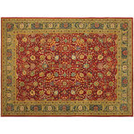 Bareens Designer Rugs - Turkish Knotted Istanbul Deanne Red/Teal Wool Rug - 9'3'' x 12'4'' - Designed with a mesmerizing intricate traditional motif this glorious hand knotted rug is a masterpiece that will fill any space with sophistication and grace. An exhilarating color pallet with an elaborate design, this masterpiece features luxurious hand spun wool with all vegetable dyes to add comfort and style to your decor. The design, color and beautiful chromatic composition with a sheen in traditional and transitional designs, exude beauty, elegance and quality make this rug a masterpiece of its own.