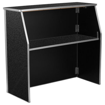 Flash Furniture Foldable Home Bar in Black Marble