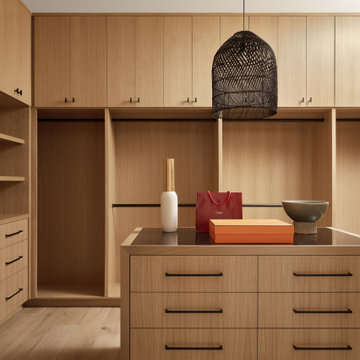 Custom Oak Walk-In Closet with Floor-to-Ceiling Millwork