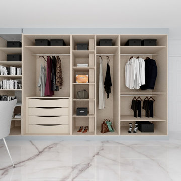 Hinged Fitted Wardrobe in Light Grey Beige Linen | Inspired Elements