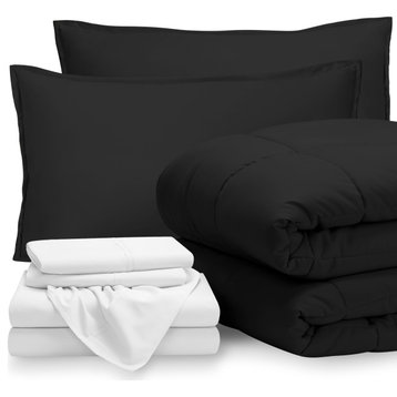 Bare Home 8-Piece Bed-in-a-Bag Split Sizes, Black, White, Split King