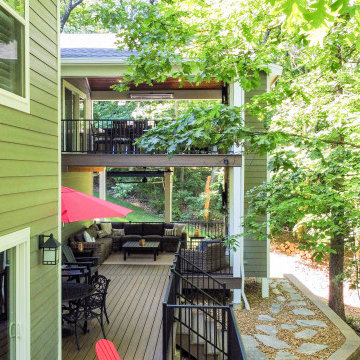 Two Tiered Covered Deck with Fireplaces
