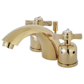Mini-Widespread Bathroom Faucet With Pop-Up, Polished Brass